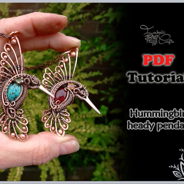 TUTORIAL - hummingbird heady pendant - wire weaving pattern - necklace tutorial - wire pendant