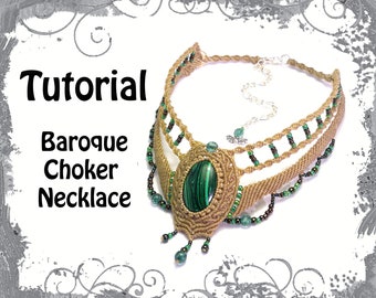 TUTORIAL - Collar barroco verde oliva - Gargantilla barroca de Malaquita - collar de piedras preciosas naturales