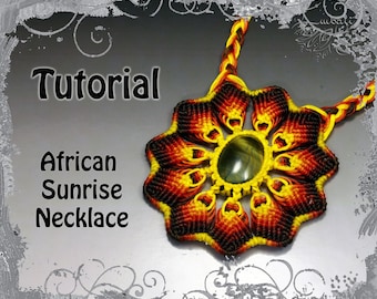 African Sunrise Necklace Tutorial - Tigers Eye Pendant (PDF Pattern)