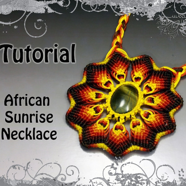 TUTORIAL - African sunrise necklace -Tigers eye pendant necklace pattern - natural gemstone necklace