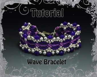 TUTORIAL - Wave bracelet - Macrame bracelet pattern - beaded bracelet