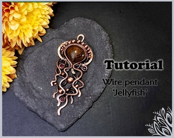 TUTORIAL -  Hammered wire pendant 'Jellyfish' - wire weaving pattern - sea creature jewellery