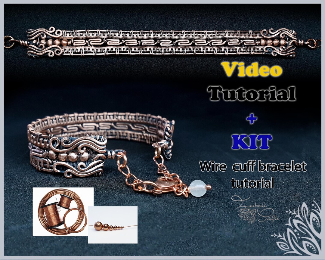 Video Tutorial & KIT - Patterned Cuff Bracelet - Wire Wrap Bracelet ...