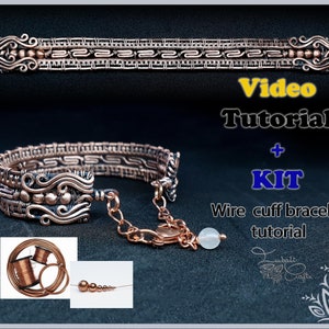 Video tutorial & KIT - Patterned Cuff Bracelet - wire wrap bracelet tutorial - DIY jewellery - men's or ladies cuff bracelet tutorial