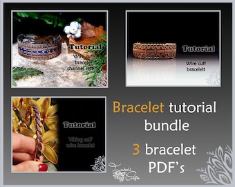 3 x bracelet tutorial bundle - 3 wire weaving cuff/bangle/bracelet patterns - wire wrap tutorial - DIY jewellery