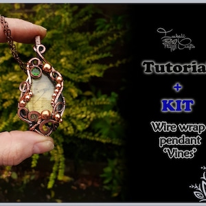TUTORIAL + KIT - Copper wire & gemstone kit for wire wrap pendant &#39;Vines&#39;