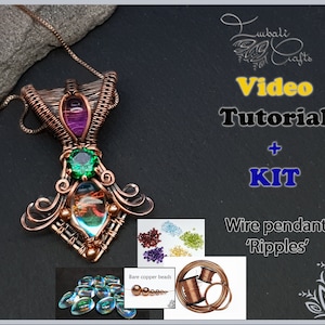KIT & video tutorial - Ripples - wire wrap pendant tutorial - DIY jewellery