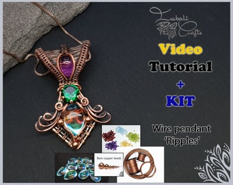 KIT & video tutorial - Ripples - wire wrap pendant tutorial - DIY jewellery