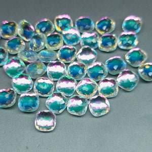 Glass crystal aura quartz 8 mm green & blue image 2