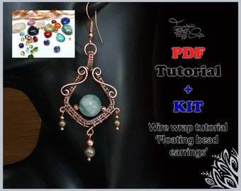 KIT + tutoriel pdf - 'Boucles d'oreilles perles flottantes' - patron de tissage de fil - Bijoux DIY