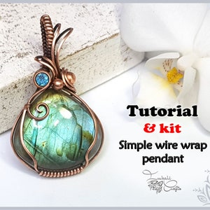 KIT + Video tutorial - Simple wire wrap pendant - copper pendant