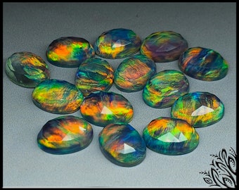 aurora opal doublet cabochon - oval - 20 mm