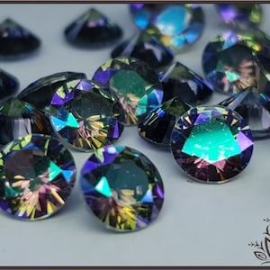 Glass crystal - purple AB - 8 mm - round faceted cut