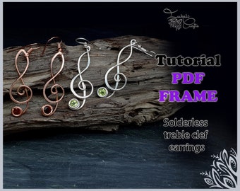 TUTORIAL - Printable base frame/template for 'Treble clef' earrings video tutorial - wire wrap tutorial - DIY jewellery