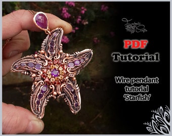 TUTORIAL - Starfish pendant - wire weaving pattern - necklace tutorial - wire pendant