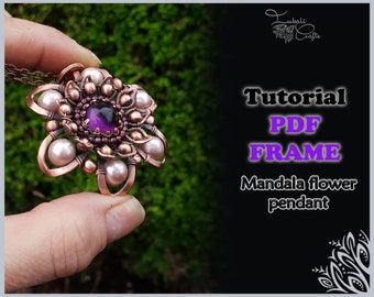 TUTORIAL - Printable base frame template for a Mandala flower pendant - frame for video tutorial