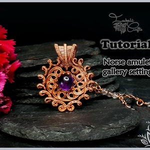 TUTORIAL -  wire work pendant - wire weaving pattern - necklace tutorial - &#39;Purple crest&#39; necklace