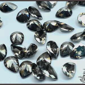 Glass crystal - black - 8 mm - pear facet cut