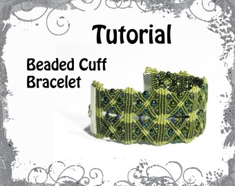 TUTORIAL - beaded cuff bracelet - macrame bracelet pattern - knot guide