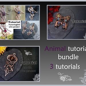3 x animal tutorial bundle - 3 wire weaving animal themed patterns - wire wrap tutorial - DIY jewellery