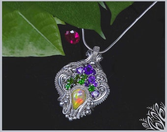 Gaia - Silver & Ethiopian opal pendant