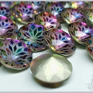 Glass crystal - round - 14 mm - Aurora