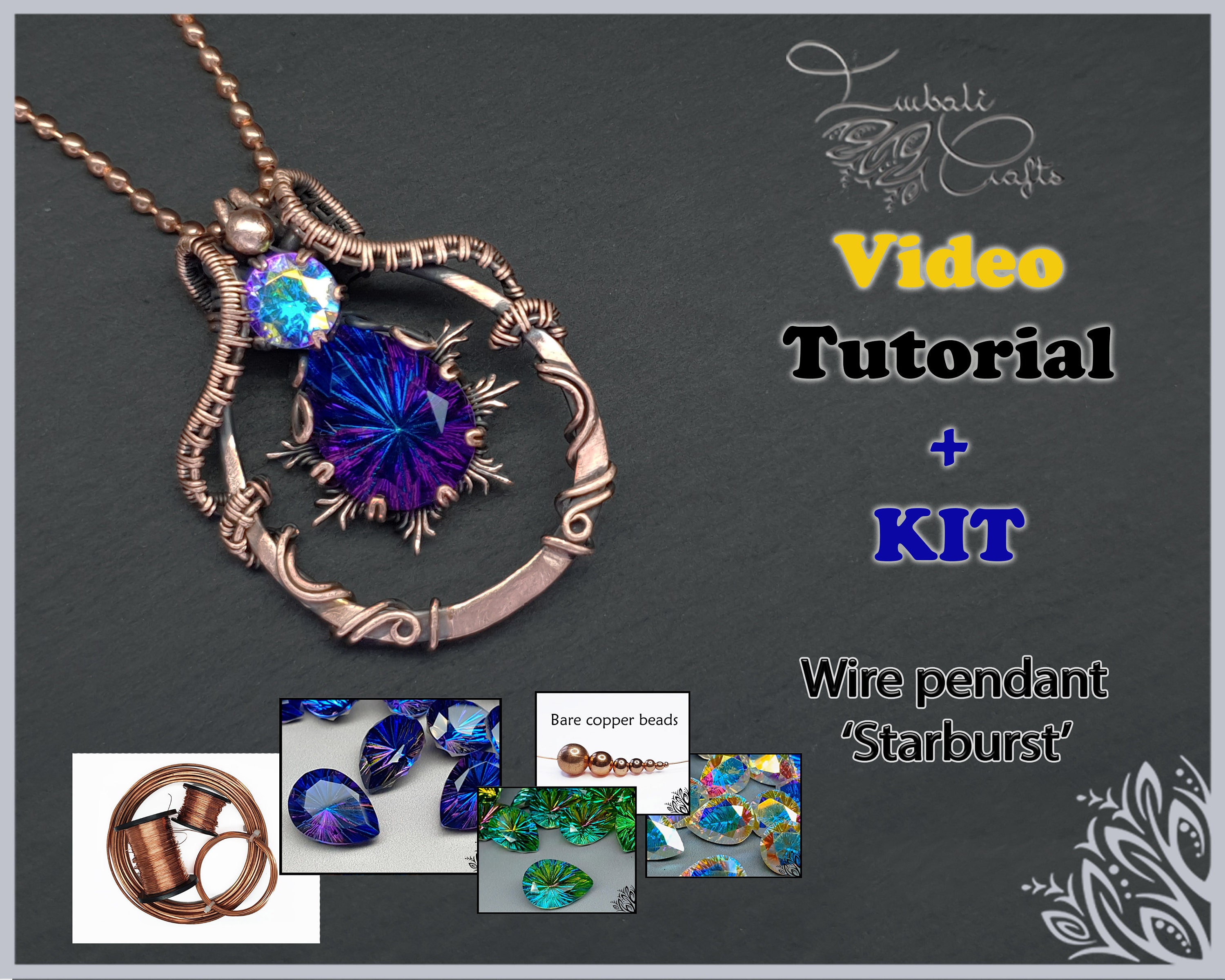 Olive Pendant and Earrings DIY Kit, Wire Wrapping Kit, Craft Kit