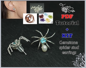 Kit + PDF tutorial - Spider stud earrings