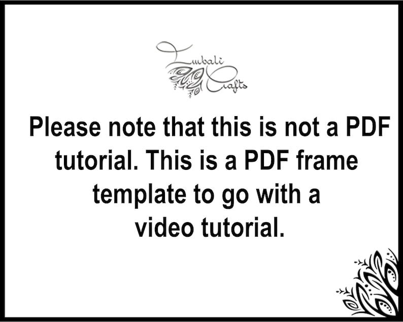 Puede incluir: Texto sobre un fondo blanco que dice: "Tenga en cuenta que esto no es un tutorial en PDF. Este es un marco de PDF para usar con un tutorial en video."