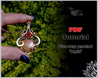 PDF tutorial - 'Cupid' - wire weaving pattern - necklace tutorial - wire pendant