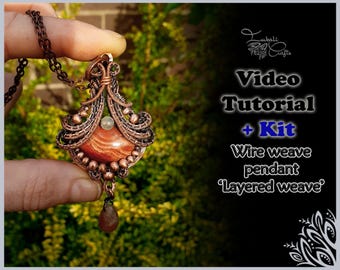 Kit + VIDEO tutorial - Red jasper pendant