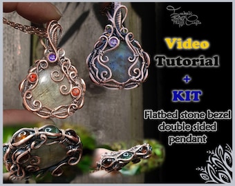 Kit + VIDEO tutorial - Double sided flat-bed bezel pendant
