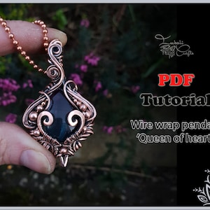 PDF Tutorial - 'Queen of hearts' pendant - wire weaving pattern - DIY jewellery