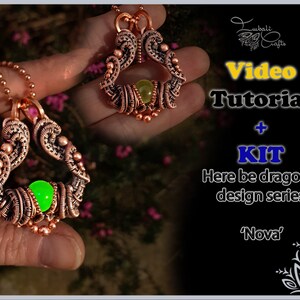 Kit + VIDEO tutorial - &#39;NOVA&#39; wire weaving pattern - necklace tutorial - wire pendant