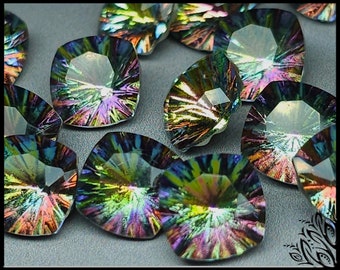 Glass crystal - square - 10 mm - Starburst rainbow