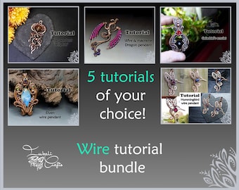 5 x wire tutorial bundle - your choice of 5 wire weaving patterns - wire wrap tutorial - DIY jewellery