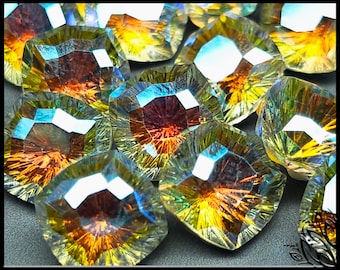 Glass crystal - square - 10 mm - Starburst - Sunflower