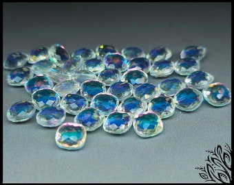 Glass crystal - aura quartz - 8 mm - green & blue