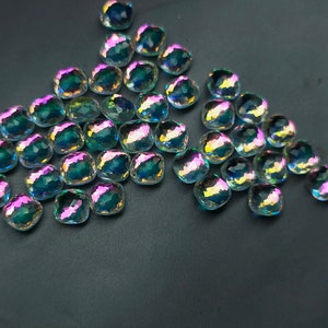 Glass crystal aura quartz 8 mm green & blue image 4