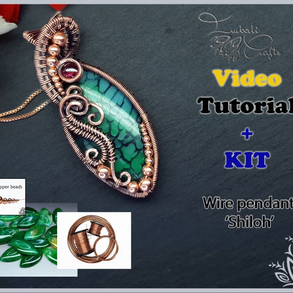 Kit + VIDEO Tutorial - Shiloh- wire weaving pattern - pendant tutorial - wire pendant