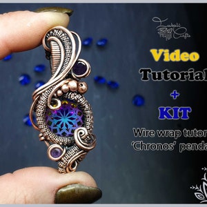 Kit + VIDEO Tutorial - Chronos - wire weaving pattern - necklace tutorial - wire pendant