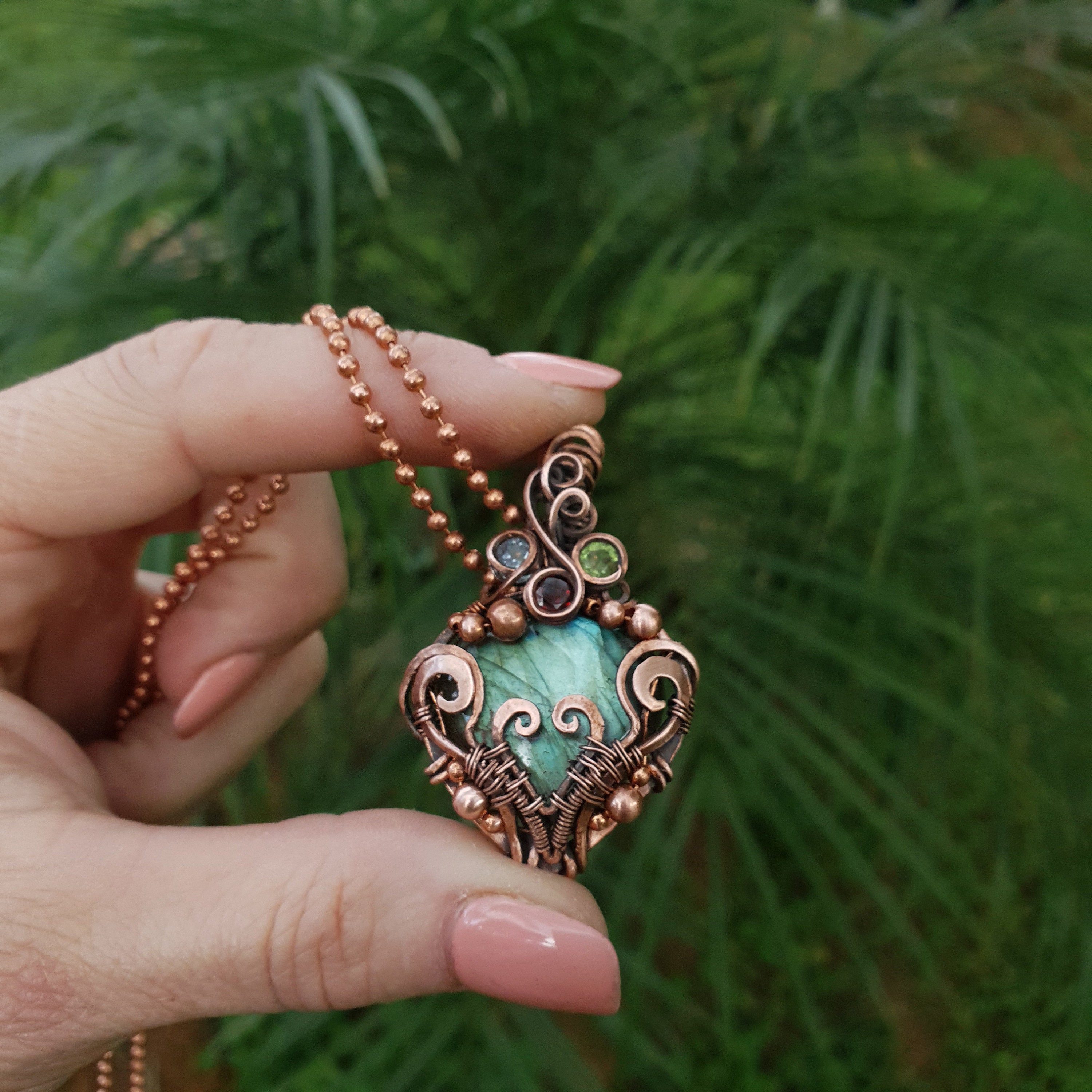 Kit + PDF Tutorial - Wire Wrap 'aqua' Pendant - Wire Weaving Pattern ...