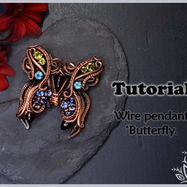 TUTORIAL - Butterfly - wire wrap pendant tutorial - DIY jewellery - gemstone setting tutorial