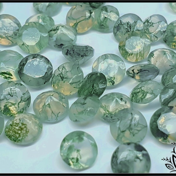 Moss agate - loose gemstone - various sizes - round faceted cut