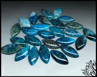 Dragon veins agate - blue - marquise - 40  mm