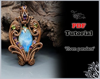 PDF tutorial 'Elven pendant' - wire wrap pendant tutorial - DIY jewellery - wire pendant tutorial