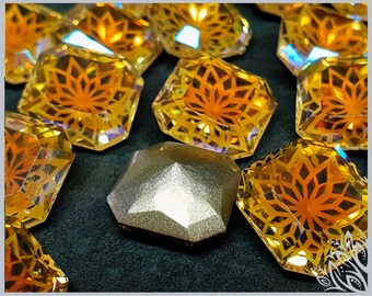 Glass crystal - square - 14 mm - Sunflower yellow