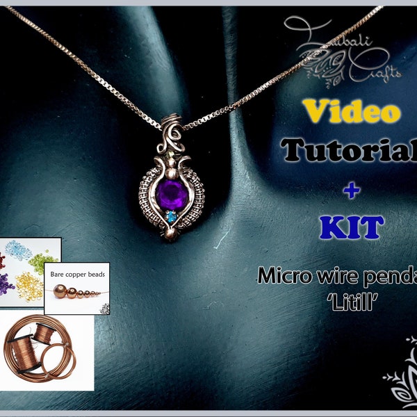Kit + VIDEO Tutorial - Litill - wire weaving pattern - pendant tutorial - wire pendant