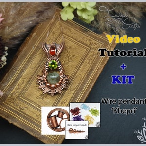 KIT & video tutorial - Khepri - wire wrap pendant tutorial - DIY jewellery