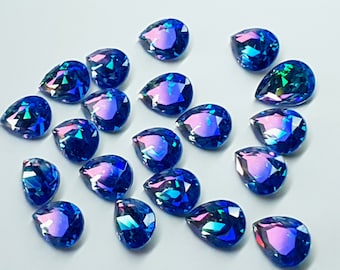 Glass crystal - Pear - 18 mm - Blue ombre